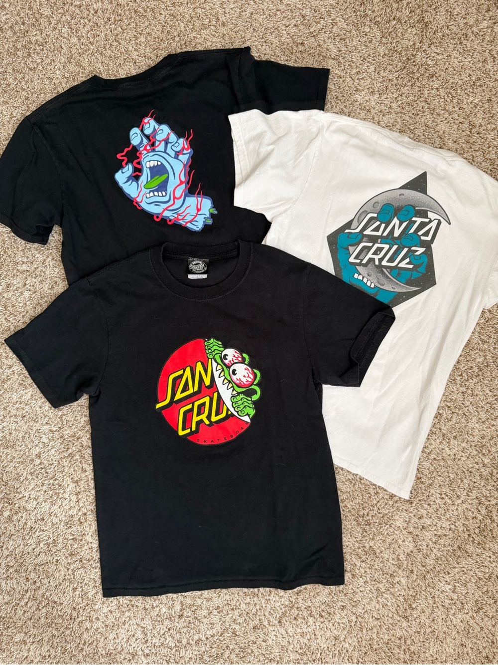 Santa Cruz Skateboards Kids Black Tee with Red & Green Logo